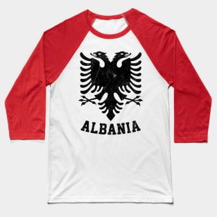 Albania / Faded Vintage Style Eagle Flag Design Baseball T-Shirt